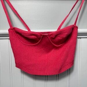 Urban Outfitters Pink Ribbed Bandeau